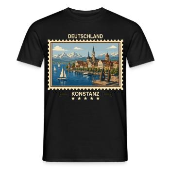 Deutschland Konstanz Vintage Reisemarke - Männer T-Shirt - Schwarz - Vorne - AI Model Male 178 light (178cm)