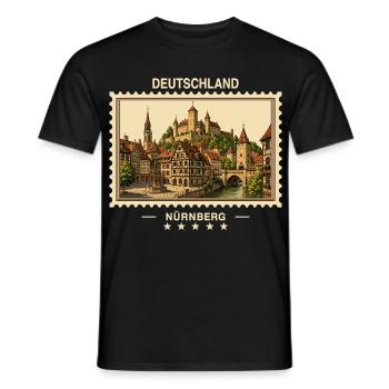 Deutschland Nürnberg Vintage Reisemarke - Männer T-Shirt - Schwarz - Vorne - AI Model Male 178 light (178cm)