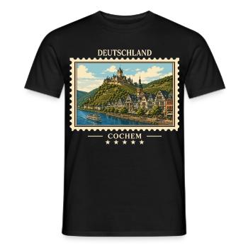 Deutschland Cochem Vintage Reisemarke - Männer T-Shirt - Schwarz - Vorne - AI Model Male 178 light (178cm)