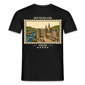 Deutschland Trier Vintage Reisemarke - Männer T-Shirt - Schwarz - Vorne - AI Model Male 178 light (178cm)