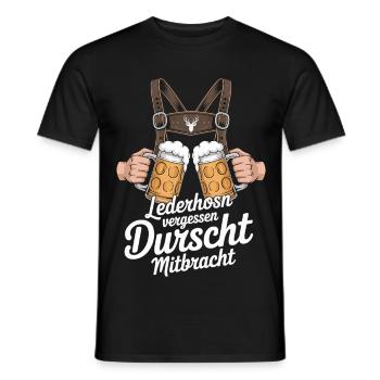 Lederhosn vergessen – Durscht Mitbracht - Männer T-Shirt - Schwarz - Vorne - AI Model Male 178 light (178cm)