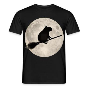 Hamster au clair de lune sur le balai - T-shirt homme - noir - Devant - AI Model Male 178 light (178cm)