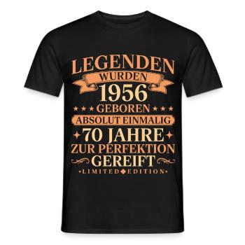 1956 Jahrgang geboren Legenden 70. Geburtstag - Männer T-Shirt - Schwarz - Vorne - AI Model Male 178 light (178cm)