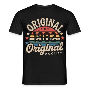 Original Août 1982 Vintage Anniversaire 1982 - T-shirt homme - noir - Devant - AI Model Male 178 light (178cm)