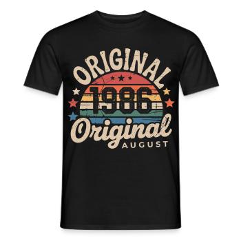 Original August 1986 Vintage Anniversary 1986 - Men's T-Shirt - black - Front - AI Model Male 178 light (178cm)
