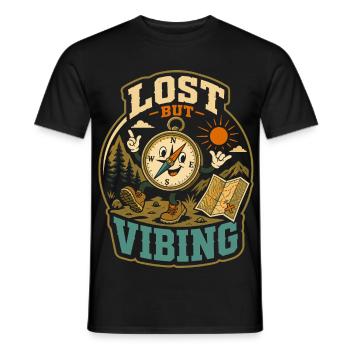 Lost But Vibing Wander Humor - Men's T-Shirt - black - Front - AI Model Male 178 light (178cm)