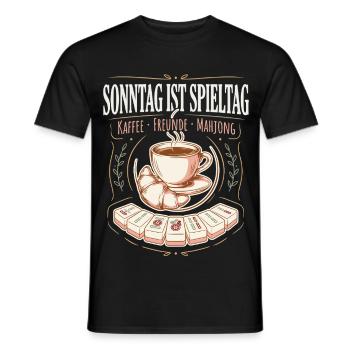 Sonntag ist Spieltag Kaffee Mahjong - Männer T-Shirt - Schwarz - Vorne - AI Model Male 178 light (178cm)