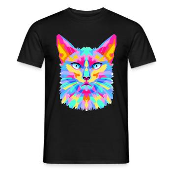 Explosion géométrique de chat - T-shirt homme - noir - Devant - AI Model Male 178 light (178cm)