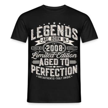 18e anniversaire 2008 Cadeau de 18 ans - T-shirt homme - noir - Devant - AI Model Male 178 light (178cm)