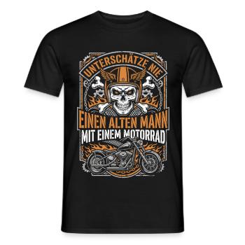 Unterschätze nie einen alten Mann mit Motorrad - Männer T-Shirt - Schwarz - Vorne - AI Model Male 178 light (178cm)