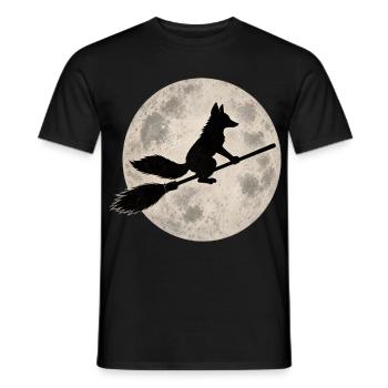 Halloween Fox Witch Vintage Full Moon Motif - Men's T-Shirt - black - Front - AI Model Male 178 light (178cm)