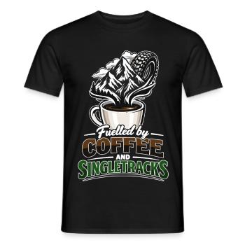 Fuelled by Coffee & Singletracks MTB Coffee Mug - Men's T-Shirt - black - Front - AI Model Male 178 light (178cm)