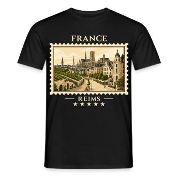Frankreich Reims Vintage Reisemarke - Männer T-Shirt - Schwarz - Vorne - AI Model Male 178 light (178cm)
