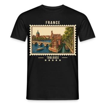 Frankreich Toulouse Vintage Reisemarke - Männer T-Shirt - Schwarz - Vorne - AI Model Male 178 light (178cm)