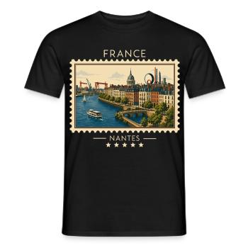Frankreich Nantes Vintage Reisemarke - Männer T-Shirt - Schwarz - Vorne - AI Model Male 178 light (178cm)