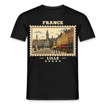 France Lille Vintage Travel Brand - Men's T-Shirt - black - Front - AI Model Male 178 light (178cm)