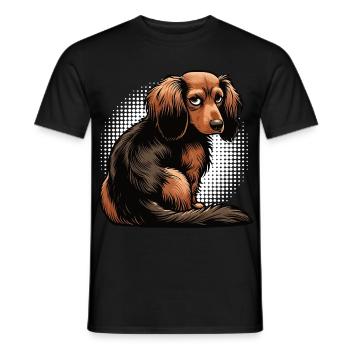Long-haired Dachshund Dachshund Holder Dachshund Tekkel - Men's T-Shirt - black - Front - AI Model Male 178 light (178cm)