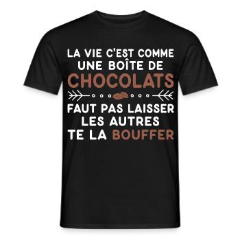 Chocolats Cadeau humour personnalisé - T-shirt homme - noir - Devant - AI Model Male 178 light (178cm)