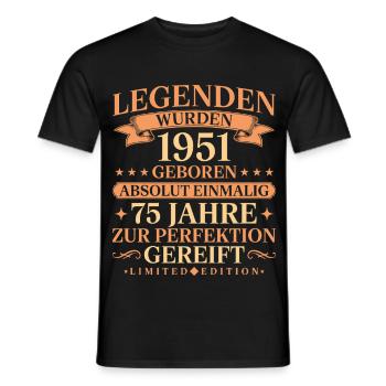1951 Jahrgang geboren Legenden 75. Geburtstag - Männer T-Shirt - Schwarz - Vorne - AI Model Male 178 light (178cm)