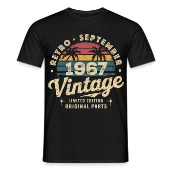 Vintage September 1967 Limited Edition September - Men's T-Shirt - black - Front - AI Model Male 178 light (178cm)