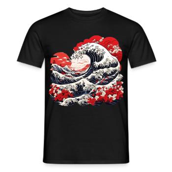 Grande Vague de Kanagawa - T-shirt homme - noir - Devant - AI Model Male 178 light (178cm)