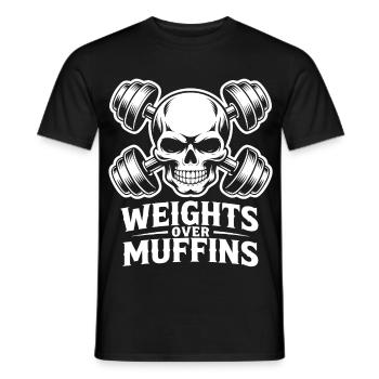 Weights Over Muffins Skull - Men's T-Shirt - black - Front - AI Model Male 178 light (178cm)
