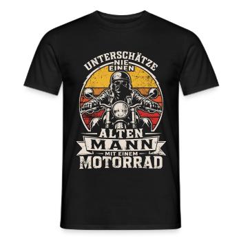 Unterschätze nie einen alten Mann mit Motorrad - Männer T-Shirt - Schwarz - Vorne - AI Model Male 178 light (178cm)