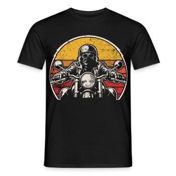 Motard rétro au coucher du soleil - T-shirt homme - noir - Devant - AI Model Male 178 light (178cm)