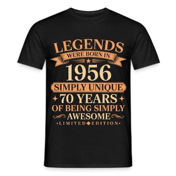 Né en 1956 Unique 70 ans - T-shirt homme - noir - Devant - AI Model Male 178 light (178cm)