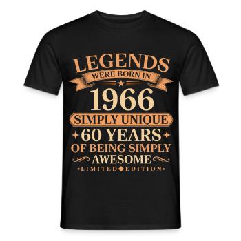 Jahrgang 1966 geboren Einzigartig 60 Jahre - Männer T-Shirt - Schwarz - Vorne - AI Model Male 178 light (178cm)