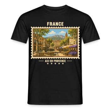 Frankreich Aix-en-Provence Vintage Reisemarke - Männer T-Shirt - Schwarz - Vorne - AI Model Male 178 light (178cm)