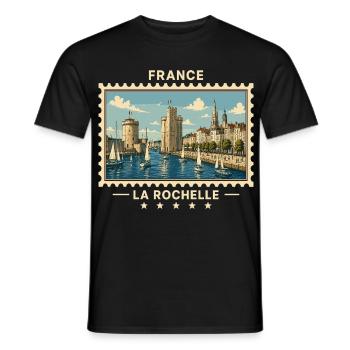 Frankreich La Rochelle Vintage Reisemarke - Männer T-Shirt - Schwarz - Vorne - AI Model Male 178 light (178cm)