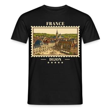 Frankreich Dijon Vintage Reisemarke - Männer T-Shirt - Schwarz - Vorne - AI Model Male 178 light (178cm)