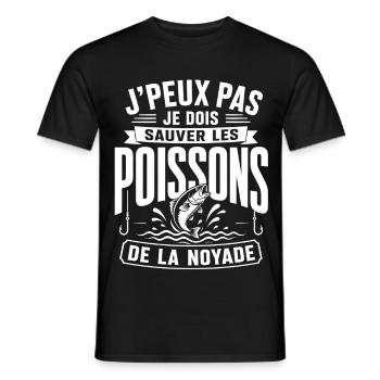 Humour Pêcheur, Cadeau Pêche Drôle - T-shirt homme - noir - Devant - AI Model Male 178 light (178cm)