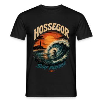 Hossegor Surfing - Men's T-Shirt - black - Front - AI Model Male 178 light (178cm)