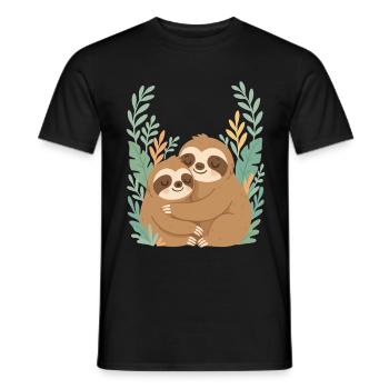 De jolis paresseux se blottissent dans un design de jungle - T-shirt homme - noir - Devant - AI Model Male 178 light (178cm)