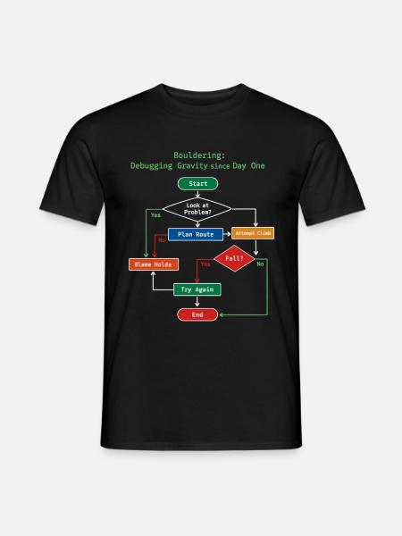Bouldering: Debugging Gravity Nerd Design - Männer T-Shirt - Schwarz