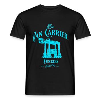 Van Carrier, Straddle Carrier Docker Design.  - Männer T-Shirt - Schwarz - Vorne - AI Model Male 178 light (178cm)