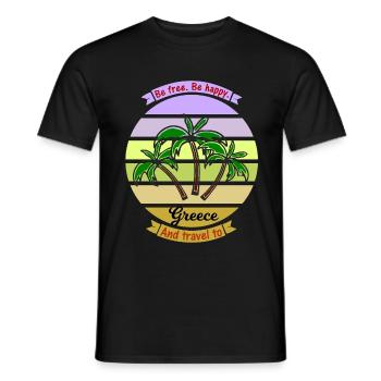 Griechenland Palmen Strand Retro - Männer T-Shirt - Schwarz - Vorne - AI Model Male 178 light (178cm)