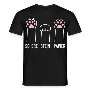 Schere Stein Papier Spiel süße Katzenpfote Katzen - Männer T-Shirt - Schwarz - Vorne - AI Model Male 178 light (178cm)