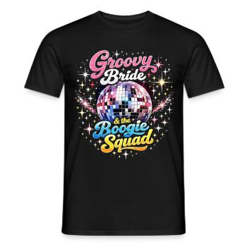Groovy Bride & Boogie Squad JGA Diskokugel - Männer T-Shirt - Schwarz - Vorne - AI Model Male 178 light (178cm)