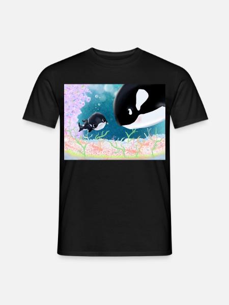 Kleine Orca-Freundschaft Unterwasser - Männer T-Shirt - Schwarz