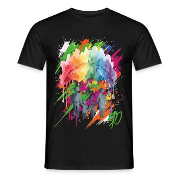 Abstrakte 90er Farbexplosion - Männer T-Shirt - Schwarz - Vorne - AI Model Male 178 light (178cm)