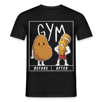 Gym - Before & After Kartoffel Pommes - Männer T-Shirt - Schwarz - Vorne - AI Model Male 178 light (178cm)