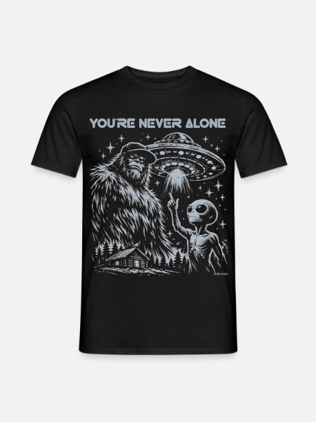 Du bist nie allein, Bigfoot-Alien-T-Shirt. - Männer T-Shirt - Schwarz