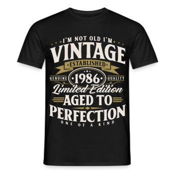 1986 Jahrgang geboren Geburtstag Vintage Geschenk - Männer T-Shirt - Schwarz - Vorne - AI Model Male 178 light (178cm)