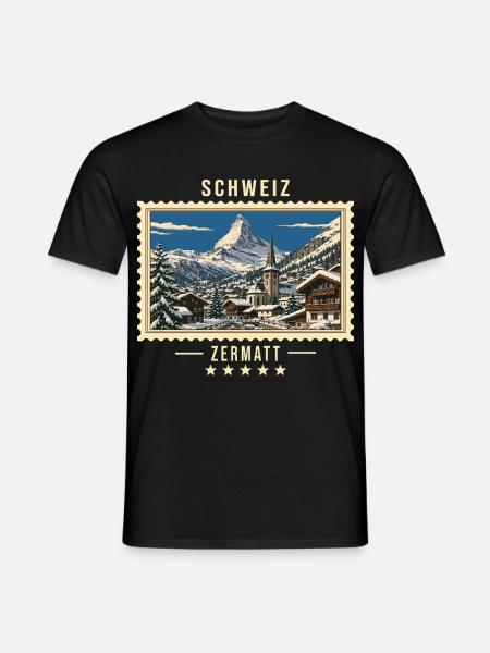 Schweiz Zermatt Winter Vintage Reisemarke - Männer T-Shirt - Schwarz