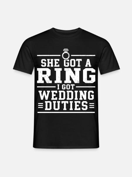Humor-Ehering und Bräutigam-Aufgaben - Männer T-Shirt - Schwarz