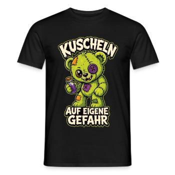 Kuscheln auf eigene Gefahr Horror Teddy Shirt - Männer T-Shirt - Schwarz - Vorne - AI Model Male 178 light (178cm)