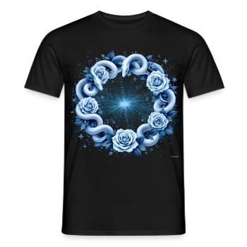 Hellblaues Schlangen-Rosenkreis-Design. - Männer T-Shirt - Schwarz - Vorne - AI Model Male 178 light (178cm)